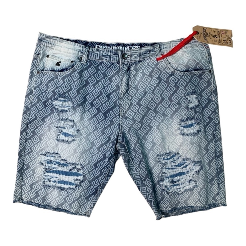Sz 42 denim design pattern jean shorts